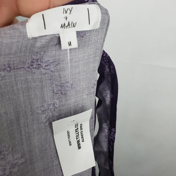 Tillys Co Crop Top Floral Pattern Purple Ruffle - Picture 4 of 8